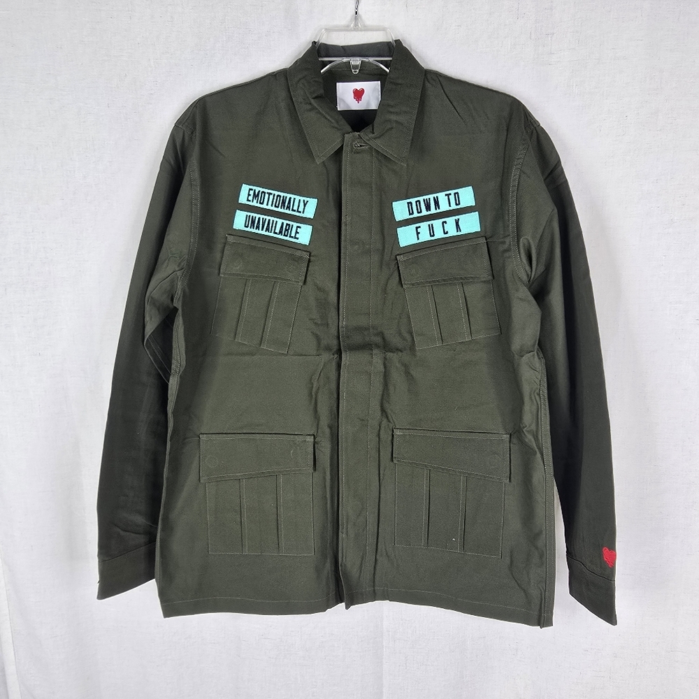 Emotionally Unavailable Mens XL Army Ripstop Japan Made Down To Fck Jacket